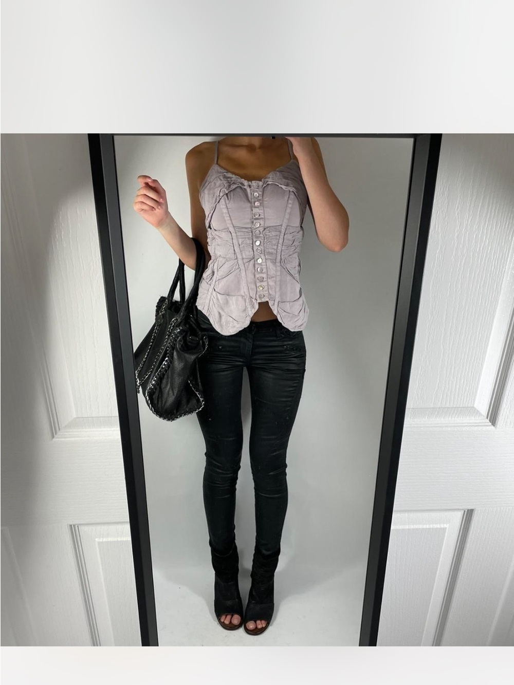 Lilac corset button up tank